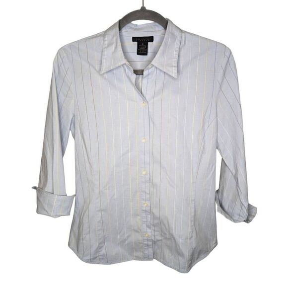 The Limited Stretch Blue Striped Button Down Women's Medium - Picture 1 of 6